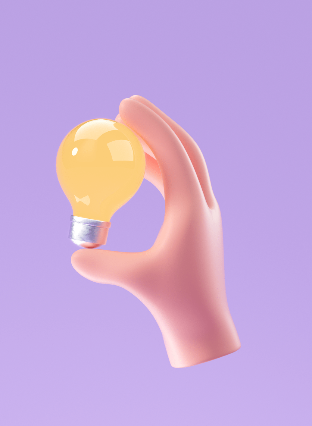 3d-cartoon-hand-holding-lightbulb-purple-background-thinking-good-idea-business-success-creative-concept-3d-render-illustration 1